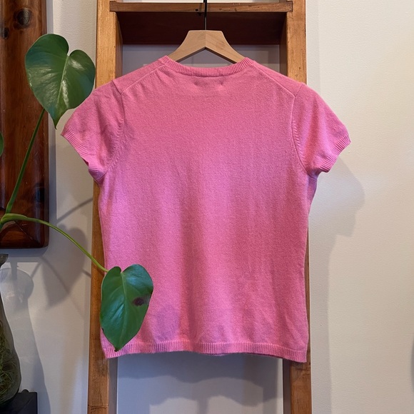 Vintage Saks Fifth Avenue SZ M Bubble Gum Pink 100% Cashmere T Shirt Sweater! - Picture 12 of 12